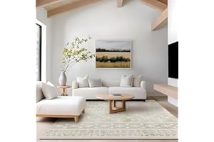 XSIVOD Teppich 160x220 cm Kurzflor - Waschbarer Rutschfester Wohnzimmerteppich, Boho Vintage Design, Großer Carpet rutschfest Waschbar, Teppiche für Schlafzimmer, Küche, Esszimmer, Büro, Beige