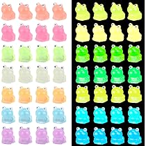 YGCHEN 12 Stück Leuchtende Mini-Frosch Figuren – Aus Harz, Für Garten, Deko, Nachtleuchtend (grün)