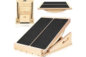 Cnwinu Professional Wooden Slant board,Adjustable Calf Stretcher with Detachable Wooden Balance Board,Portable 2-in-1 Fitness Boards Suitable for Home and Gym