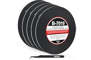 MMOBIEL 5x 2 mm podwójna taśma przyczepna mocna taśma klejenia 50 m Rolka (czarna) do naprawy tabletu smartfonów