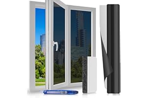 CHINGCOO Lámina Protectora Solar para Ventanas, para Interior, 44,5 x 200 cm, lámina de Espejo para Ventana, protección Visual, autoadhesiva, protección contra Rayos UV, lámina Protectora de privacidad para