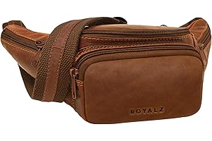 ROYALZ 'Daytona' Vintage Riñonera Buffalo Cinturón para Hombre y Mujer para de búfalo Bolso para el Deportes Running Fiestas Cámara de Cuero Genuino Unisex, Color:Cognac