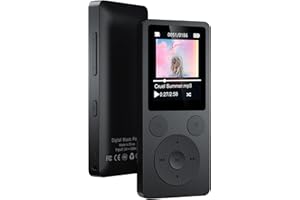 64GB MP3 Player Bluetooth 5.3 & Speaker - Upgrade with Physical Buttons (Back, Menu, Volume), Only 37g with Headphones FM Radio Voice Recorder Mini Design HiFi Sound, Up to 128G