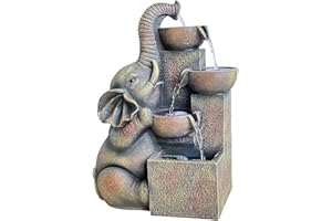 ‎SEINHIJO SEINHIJO Zimmerbrunnen Feng Shui Burnnen Garten Wasserfall Dekor Geschenk Modern Skulptur Arts Wohnzimmer Statue Polyresin Figuren LED Licht 28cm