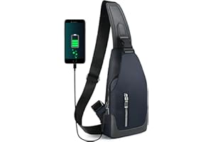 Aucuu Sac de Poitrine Homme, Imperméable Sacs à bandoulière Loisir, Sac de Poitrine avec Port de Chargement USB, Sacs à Dos de Voyage pour Randonnée Cyclisme Voyage Camping (avec 1*USB)