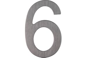 EXTIFF Numéro de Rue, Maison en Acier Inoxydable Argenté - Adhésif - Brillant/Acier Brossé - 76mm - n°6