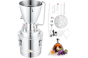 VEVOR Distillatore Alcol con Pompa d'Acqua per Uso Domestico in Acciaio Inox da 70L, Alambicco Distillatore per Vino Liquore Grappa a Casa Uso Domestico con Pompa d'Acqua, Kit per Distillazione Alcol