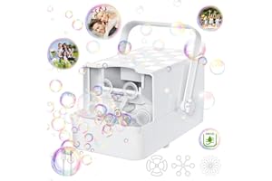 Babuloo New Bubble Machine, Automatic 3 In 1 Bubble Blower 3 Types Bubble Wands 10000+ Bubbles for Kids Babies, 2 Speeds Portable Outdoor Bubble Maker Toys with 300ml Tank for Summer Party Wedding