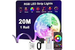 Anmossi LED-remsa 20 m,RGB 24V Bluetooth Led-remsa med Fjärrkontroll och App,Synkroniserar med Musik,Färgförändring,Dimbar,LED-ljusslinga för Fest,Sovrum,Hem Dekoration
