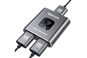 HDMI Switch HDMI Splitter,GANA Aluminium HDMI Switcher Bidirektionaler 2 In 1 Out oder 1 In 2 Out Manueller HDMI Umschalter unterstützt HD 4K 3D für HD TV/Fire Stick/Xbox/PS3/PS4(Farbe zufällig)