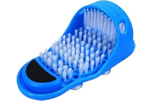 Magic Feet Cleaner, Xfaiz Blue Feet Cleaner Washer Brush Exfoliate Cleaner Bristle Slipper No Bending Foot Massager for Washer Shower Spa Massager Slippers (1),28.5*11.5cm