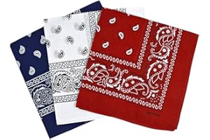 By Neki Paisley Bandanas Headband Scarf Pack Of 3 Mixed Colours Cotton Paisley Print, Fashion Hair Accessory, Sports, Multifunctional, UK Seller FREE UK Postage