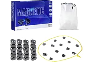 WAABOSE Magnetisches Schachspiel, Magnet Spiel mit Spielseil, Reisen Schach Magnetisch, Magnetisches Schachbrett, Puzzle Checkers Spiel mit Seil für Camping, Familientreffen, Partyspiele (24 Magnete)