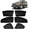 KINGSWAY® Innova Car Sun Shade Z-Black Non Magnetic Fix Type Curtains for 2004 to 2012 Model, Compatible with Toyota Innova Side Window Car Sunshade, Only Half Cut in Front Window, Black, 6 Piece