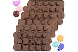 CNYMANY 6 piezas Silicona Moldes de chocolate, Formas de Animales Material de amor Molde de caramelo Molde de gelatina Molde para hornear de cocina Bandejas de cubitos de hielo por Fiesta Festival - 76 formas