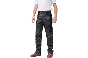 WORK IDEA Pantalones de trabajo para hombre - Pantalones de camuflaje Pantalones cargo para hombre con bolsillos internos en las rodillas
