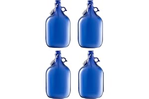 lilawelt24 4x 5L dunkelblau Flasche mit Bügelverschluss Bügelflasche GLASBALLON Weinballon GÄRBALLON GLASFLASCHE Gallone Leer zum Befüllen blaue mit rundem Griff zur Aufbewahrung von Wasser(4x 5L)