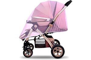 CUIDONGSHENG Mosquitera Carrito Bebe Universal, Mosquitera Carro Bebe, Mosquitera para Cochecitos, Red Antiinsectos Malla Encriptada para Capazo,Silla de Paseo, Lavable para Capazo (Rosa)