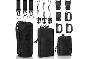 ROSEDREAMER Molle Tasche Klein 3 Pack Taktische Hüfttaschen Taktische Tasche mit 12 Zubehör Tactical Bag Multifunktional Bauchtasche Kompakt Gürteltasche EDC Pouch Militär für Camping Radtouren Training