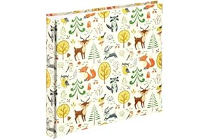 ‎HAMA Hama Fotoalbum zum Einkleben von Kinderfotos (Fotoalbum zum Selbstgestalten DIY 100 Seiten für 400 Fotos Format 10x15, Fotobuch mit Pergamin Trennblättern, buntes Kinderfotobuch 30x30 cm, Motiv Wald)