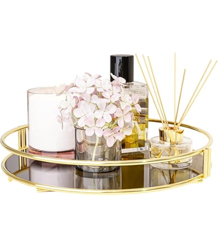 Vassoio Decorativo Vintage Specchio Oro - Organizer Trucchi E Gioielli 36.8x25.4cm - Foto 8