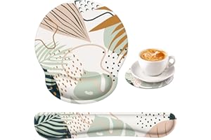 iCasso Wrist Rest with Coaster, Ergonomic Mouse Pad Wrist Support Non-Slip Base, Comfortable Memory Foam Keyboard Wrist Rest for Computer Laptop Home Office Working Gaming - Plants