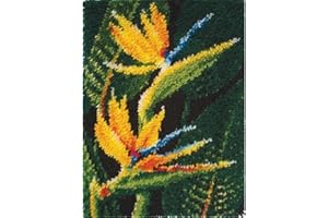 YOJOLO Knüpfteppich Zum Selber Knüpf Sets Erwachsene Kinder Blume Muster Kissen Groß Teppichherstellung Kits Latch Hook Kit Wandteppich Handwerk Handarbeiten Kunsthandwerk,52 * 38cm