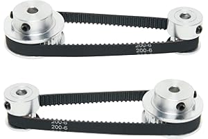 SHCEEC 2PCS Set 2GT Aluminum Timing Pulley 20&40 Teeth 6.35mm Bore Synchronous Wheel with 2PCS Length 200mm Width 6mm Belt (20-40T-6.35B-6)