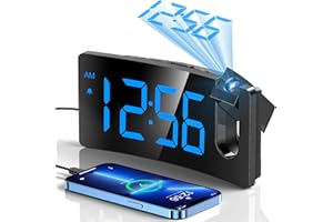 GOLOZA wecker mit Projektion, Wecker Digital 180° drehbarem Projektor, 3-stufige Helligkeit, klares LED-Display, USB-Ladegerät, progressive Lautstärke, 9-Min-Schlummer, 12/24H, Wecker für Schlafzimmer