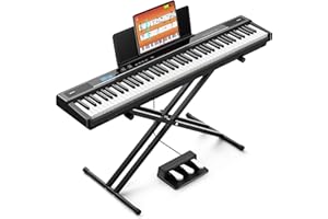 CAHAYA Piano Digital de 88 Teclas – Piano Eléctrico Semipesado con Conexión MIDI Atril Soporte en X Doble y 3 Pedales Ideal para Principiantes