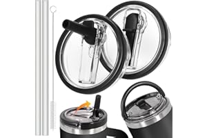 Vautvis Stanley Cup Accesorios, 2 Tapa Para Stanley Cup 40 Oz, Con 2 Pajillas, 1 Cepillo De Limpieza, Tapa De Repuesto Anti Goteo Accesorios