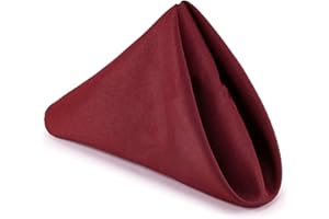 Trimming Shop 10Pcs Burgundy Cotton Polyester Table Napkins for Home, 20 inch Dinner Napkins with Hemmed Edges for Christmas Dinning, Wedding, Banquet, Party, Events, Lightweight & Machine Washable