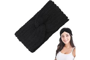 CDRPD 1pcs Stirnbänder für Damen,Damen Haarband,Stirnband Kinder Mädchen,Haarbänder,Herbst Winter Stirnband Damen,Turban,Haarwickel,Haarreifen,Häkelarbeit Elastische,für Yoga,Laufen,Sport(Schwarz)