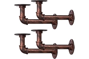 BEJOY Lot de 4 supports d'étagère robustes pour étagères, support de tuyau industriel de 15 cm, support mural vintage en cuivre et fer, étagère rustique, cuivre