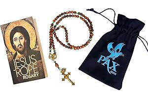PAX GOODS - Jesus Rope Rosary - Orthodox Komboskini Chotki with 100 Agate Beads - 16.5 inch Christian Prayer Beads - Alloy Metal Religious Meditation Aid - Spiritual Gift - Orthodox Prayer Tool