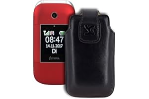 Suncase Original Tasche für Olympia Janus | Hülle Leder Etui Handytasche Ledertasche Schutzhülle Case in schwarz