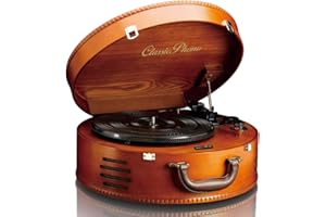 Classic Phono TT-34 - Plattenspieler - Retro Schallplattenspieler - Kofferplattenspieler - USB -Anschluss zum Digitalisieren - Riemenantrieb - Stereo Lautsprecher - 3 Abspielgeschwindigkeiten - braun