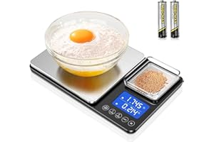 LETRON Dual Platform Kitchen Scales with High Precision: 15kg/33lb Capacity at 1g & 500g Capacity at 0.01g, Professional Food Scales for Baking Sourdough Bread and Cooking, 7 Units, Tare, Accumulation