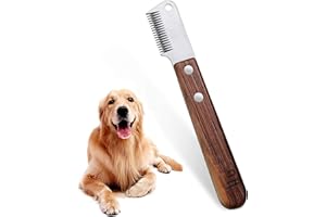 Lushly Trimmmesser für Hunde, Rasierkamm für Haustiere, Pflegewerkzeuge für Haustiere, Kämme mit Holzgriff für Hunde und Katzen