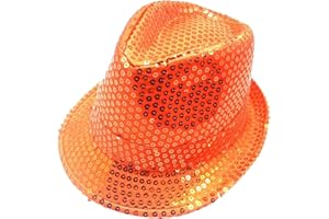 TrendandStylez Pailleten Hut Glitzer Kappe Sylvester Karneval Party 11 Farben (Orange)