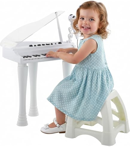 JALOKEE Teclado de Piano para niños, 25 Teclas, Piano de Cola Miniatura, Instrumento Educativo de Madera, Volumen Ajustable, Adecuado para niñas y niños de Corta Edad (Roble JALOKEE Teclado de Piano para niños, 25 Teclas, Piano de Cola Miniatura, Instrumento Educativo de Madera, Volumen Ajustable, Adecuado para niñas y niños de Corta Edad (Roble