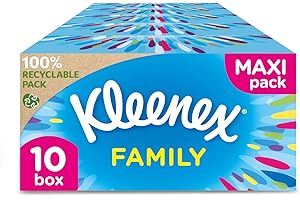 Tissus Kleenex Family - 1280 mouchoirs - 10 x 128 pièces - Coffret cadeau Bleu