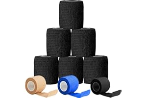 HZSZJMN Cohesive Bandages, 6 Pack Cohesive Bandage wrap, 5cm x 4.5m Strapping Tape, Ankle Strapping Tape, Flexible Elastic Sports Bandage, Breathable Ankle Strapping Tape-Black
