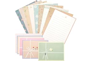 KSIWRE 48 PCS Stationery Paper and Envelopes Set,Cute Floral Stationary Set for Writing Letters,Double Sided Printing,Letter Writing Kit