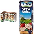 Lacnor Essentials Chocolate Milk, 100% Natural, Rich in Vitamin and Calcium, 28% Reduced Sugar, 180 ML Pack of 8 & Essentials Apple Juice - 180 ML X 8