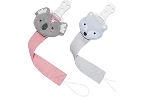TYRY.HU Attache Sucette pour Garçons et Filles,Lot de 2 Pièces,Bébé Animaux Chaîne Sangle Souple Unisexe pour Nouveau-né Cadeau Universel Koala Renard