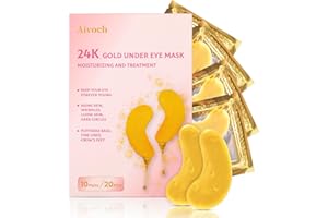 Aivoch 10Pairs/20Pcs 24K Gold Under Eye Patches, Collagen Eye Masks for Dark Circles and Puffiness, Reduce Wrinkles and Puffy Eyes, Refresh Your Skin, Women Skincare Eye Treatment Products