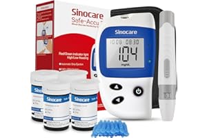 Sinocare Safe-Accu2 Glucometro Misuratore di Glucosio Senza Codifica Facile da Usare Adatto Per il Monitoraggio Quotidiano della Glicemia in Tutti i Tipi di Diabete Incluse 100 Strisces/Lancettes