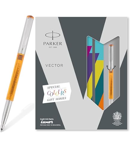 Parker Vector Metallix Chrome Trim Roller Ball Pen and Notebook