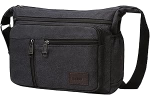 BOMKEE Sac Bandouillère Homme Sac Messenger Sac d'école Unisexe Vintage Canvas Sac Bandouliere Hommes Imperméable Pochette Téléphone pour Voyage Loisir Sport